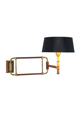 Kyoto classic articulated brass and leather bedside lamp. Estro. 