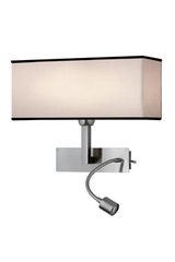Noa wall lamp + white and black reading lamp, satin nickel metal. Estro. Noa wall lamp + white and black reading lamp, satin nickel metal. Estro.