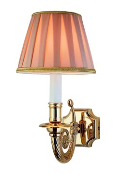 Twisted bronze wall lamp Boston salmon pink lampshade. Estro. 