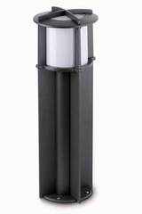 Cross 1 large dark grey aluminium exterior bollard with grille. Faro. Cross 1 large dark grey aluminium exterior bollard with grille. Faro.