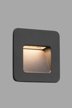 Nase small square dark gray outdoor path light. Faro. 