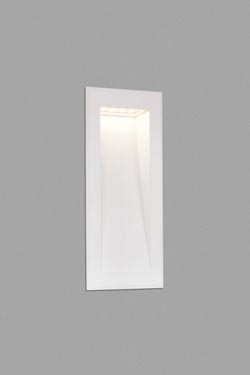 Recessed outdoor path light in white elongated rectangle. Faro. 