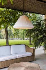 Cream textilene outdoor hanging lamp Saigon . Faro. Cream textilene outdoor hanging lamp Saigon . Faro.
