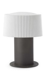 Lampe de jardin en aluminium gris et verre blanc plissé. Faro. 