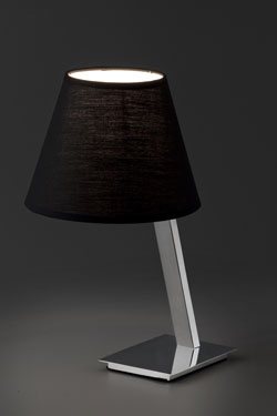 Moma chrome and black fabric designer table lamp . Faro. 