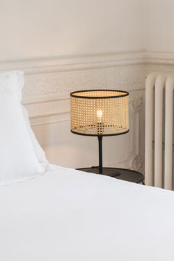 Black and natural rattan table lamp Mambo. Faro. 