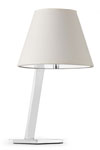 Moma lampe de table design chrome et tissu blanc. Faro. 