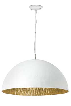 Magma P large white fibreglass pendant with gold-finish interior. Faro. 