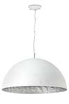 Magma P large white fibreglass pendant with silver-finish interior. Faro. 