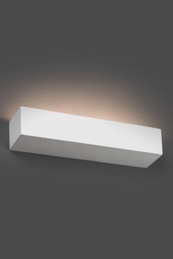Eaco 2 long rectangular white plaster wall light. Faro. 