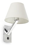 Moma 1 chrome and white fabric designer wall light. Faro. 