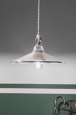 Asti suspension en céramique et motif floral bleu 35cm. Ferroluce Classic. 