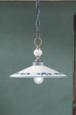 Asti suspension en céramique et motif vigne bleue. Ferroluce Classic. 