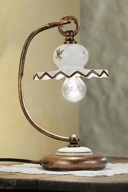 C402 Roma lampe de table en céramique décorée marron. Ferroluce Classic. 