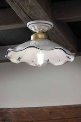 Belluno white and blue ceramic ceiling light. Ferroluce Classic. 