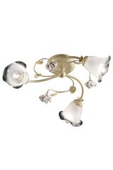 Siena ceramic floral ceiling light glass and brass 3 lights. Ferroluce Classic. 