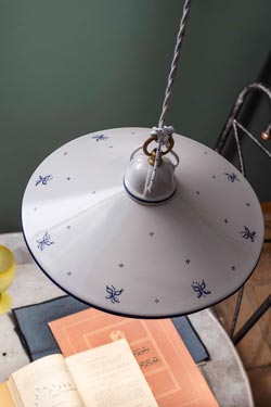 Asti suspension en céramique et motif floral bleu 35cm. Ferroluce Classic. 