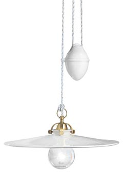 Asti rising and falling pendant in white ceramic 31cm. Ferroluce Classic. 