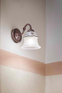 Ferrara ceramic and glass country wall lamp. Ferroluce Classic. 