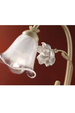 Siena floral chandelier in ceramic, sfumato glass and brass. Ferroluce Classic. 