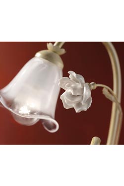 Siena floral ceramic table lamp, sfumato glass. Ferroluce Classic. 