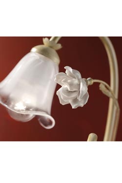 Siena ceramic floral wall light glass and brass right version. Ferroluce Classic. 