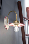 Asti retro ceramic wall lamp with pink floral design . Ferroluce Classic. 