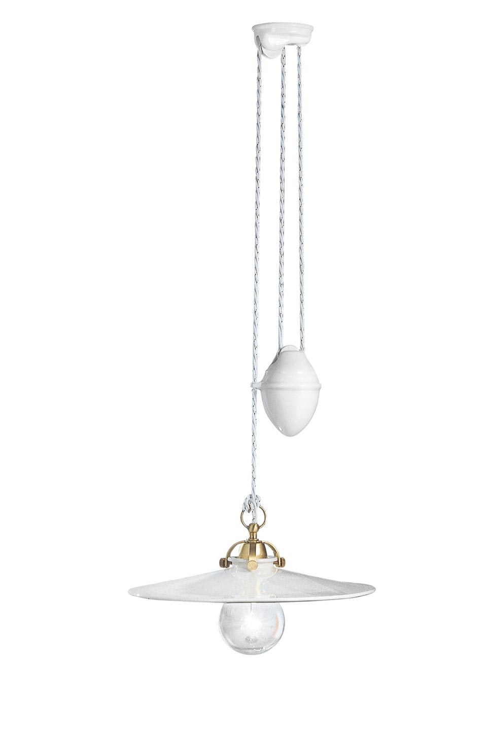 Asti rising and falling pendant in white ceramic 31cm. Ferroluce Classic. 