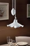 Belluno up-and-down pendant in white ceramic waved edges. Ferroluce Classic. 