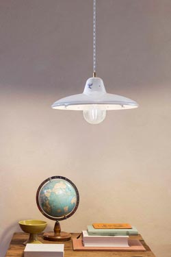 Como white and blue ceramic pendant. Ferroluce Classic. 