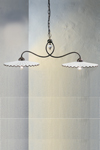 Double brown pendant lamp Aquila C165. Ferroluce Classic. 