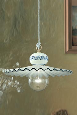 Roma C397 pendant lamp large white and blue. Ferroluce Classic. 