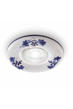Pescara blue round recessed spotlight in ceramic. Ferroluce Classic. 