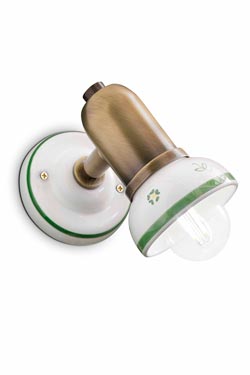 Savona small spotlight in brass and ceramic. Ferroluce Classic. 