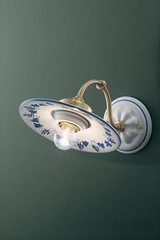 Asti white ceramic wall lamp with swan neck arm. Ferroluce Classic. 