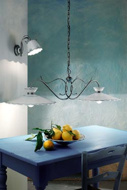 Ravenna two-light pendant 44cm. Ferroluce Classic. 