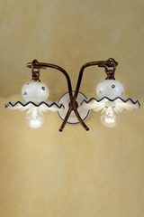 Roma C401 double wall lamp in white and blue ceramic. Ferroluce Classic. Roma C401 double wall lamp in white and blue ceramic. Ferroluce Classic.