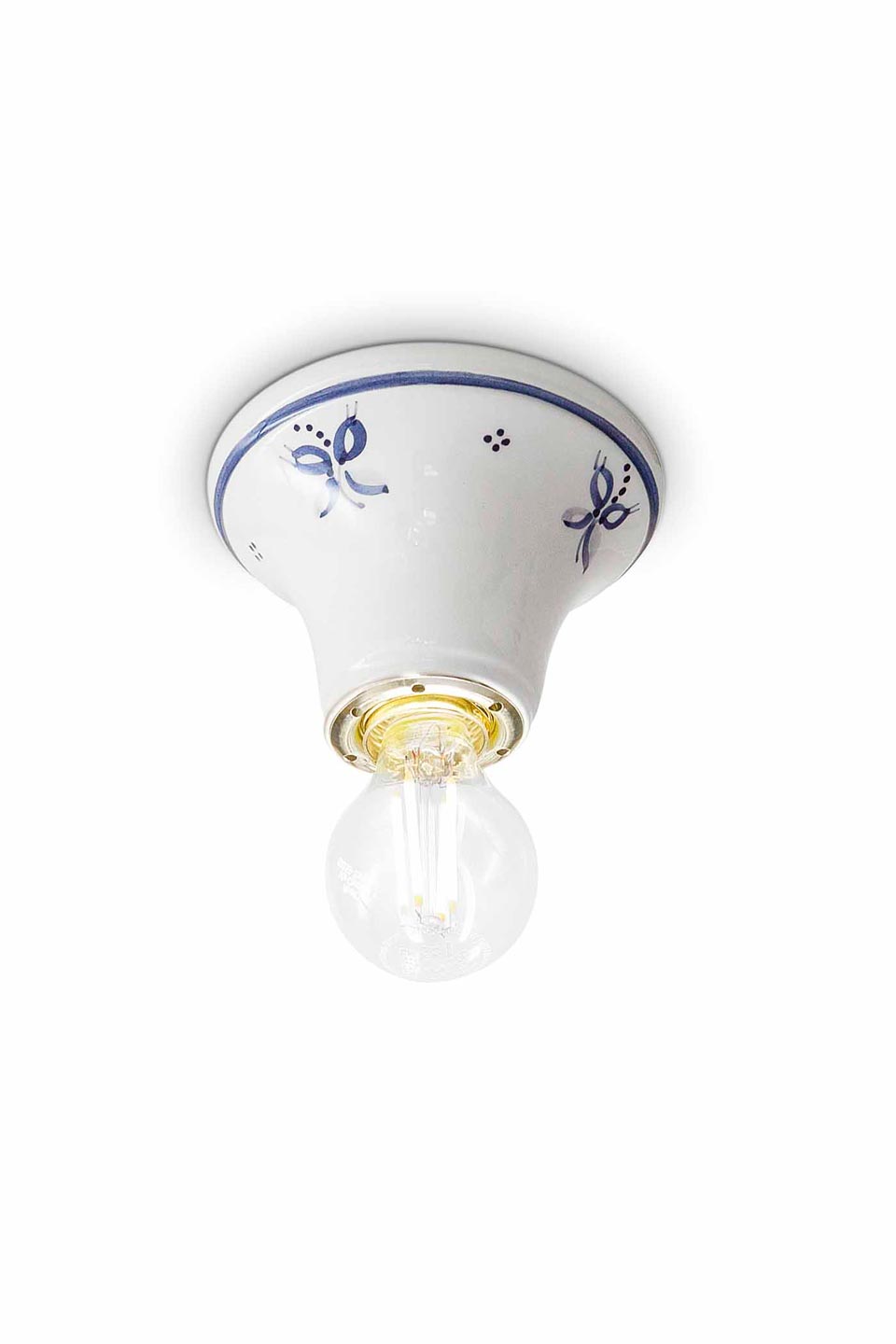 Trieste wall lamp in white ceramic bell. Ferroluce Classic. 