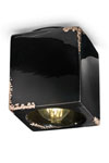 Black ceramic cube ceiling light. Ferroluce. 