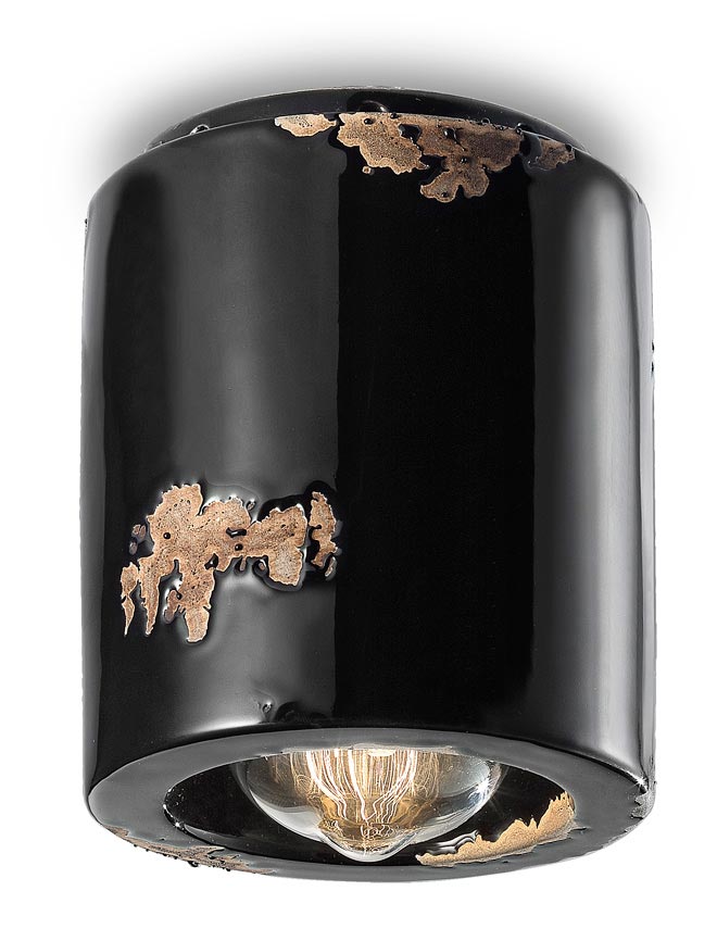 C986 Vintage black ceiling lamp . Ferroluce. 