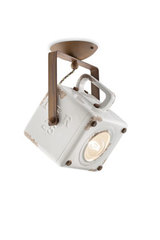 Industrial style ceiling or wall lamp in aged ceramic. Ferroluce. 