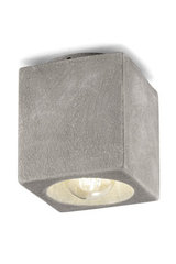 Minimalist grey ceiling light made of rough concrete. Ferroluce. 