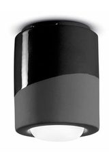 Minimalist ceiling light in matte and shiny green ceramic. Ferroluce. Minimalist ceiling light in matte and shiny green ceramic. Ferroluce.