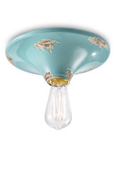 Turquoise blue ceramic ceiling light . Ferroluce. Turquoise blue ceramic ceiling light . Ferroluce.