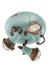 Turquoise blue 3-light swivel ceiling light. Ferroluce. Turquoise blue 3-light swivel ceiling light. Ferroluce.