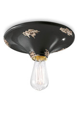 Vintage Black Ceramic Ceiling Light. Ferroluce. Vintage Black Ceramic Ceiling Light. Ferroluce.