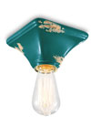 Vintage Ceramic Ceiling Light Green Aqua. Ferroluce. 