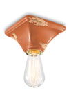 Vintage ceiling light in orange chipped ceramic. Ferroluce. 