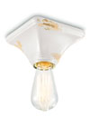 White chipped ceramic ceiling light, industrial loft style. Ferroluce. 