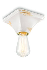 White chipped ceramic ceiling light, industrial loft style. Ferroluce. White chipped ceramic ceiling light, industrial loft style. Ferroluce.